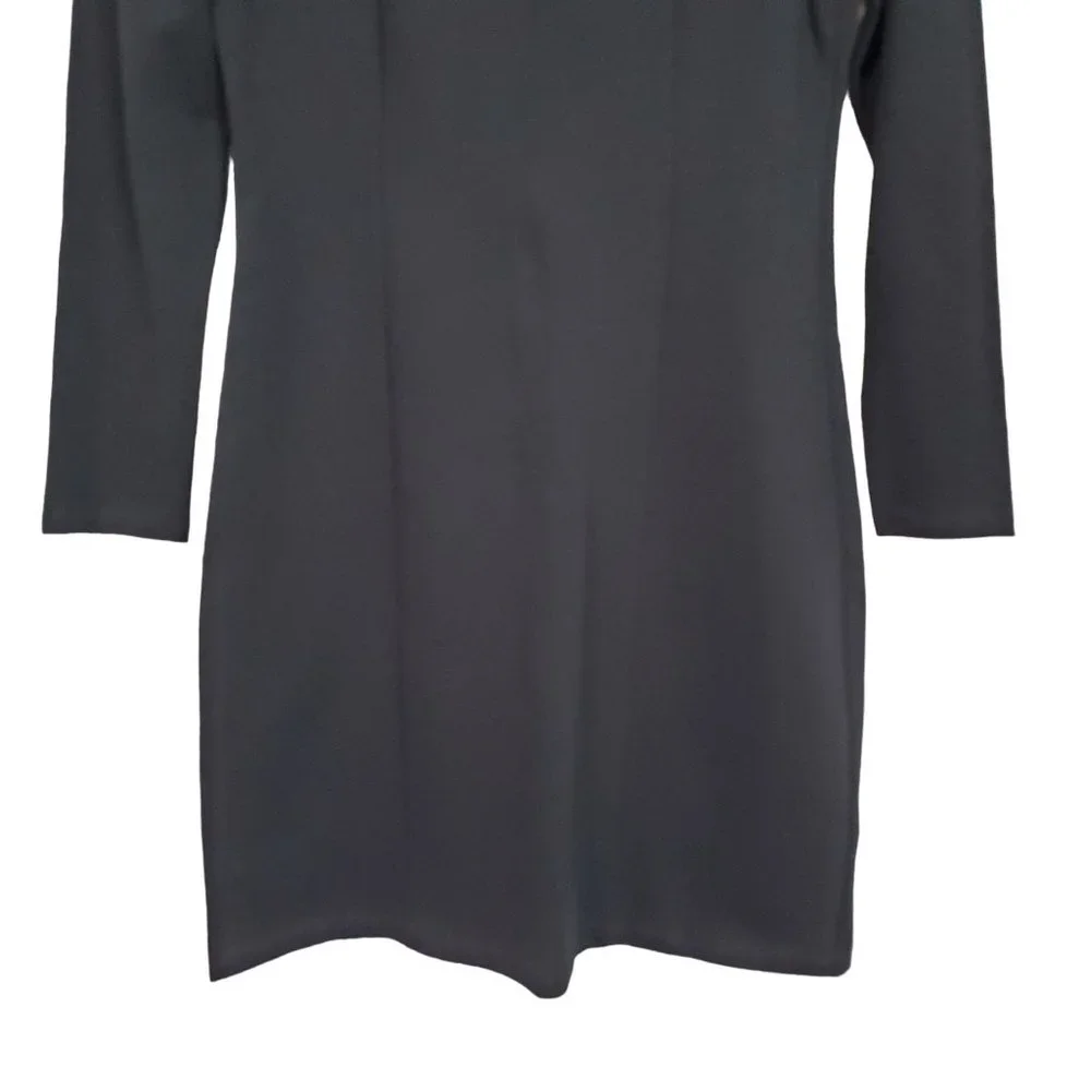 J Crew NWT Size 4 Dress Ponte Knit Shaped Fit Long Sleeve Round Neck Black - Picture 4 of 10